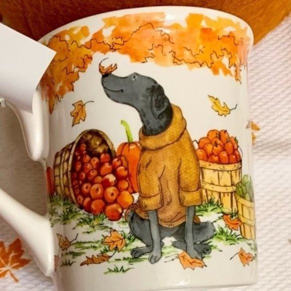 NWT Dog in Sweater Black Lab Labrador Mug Fall Harvest Certified International - Picture 5 of 6